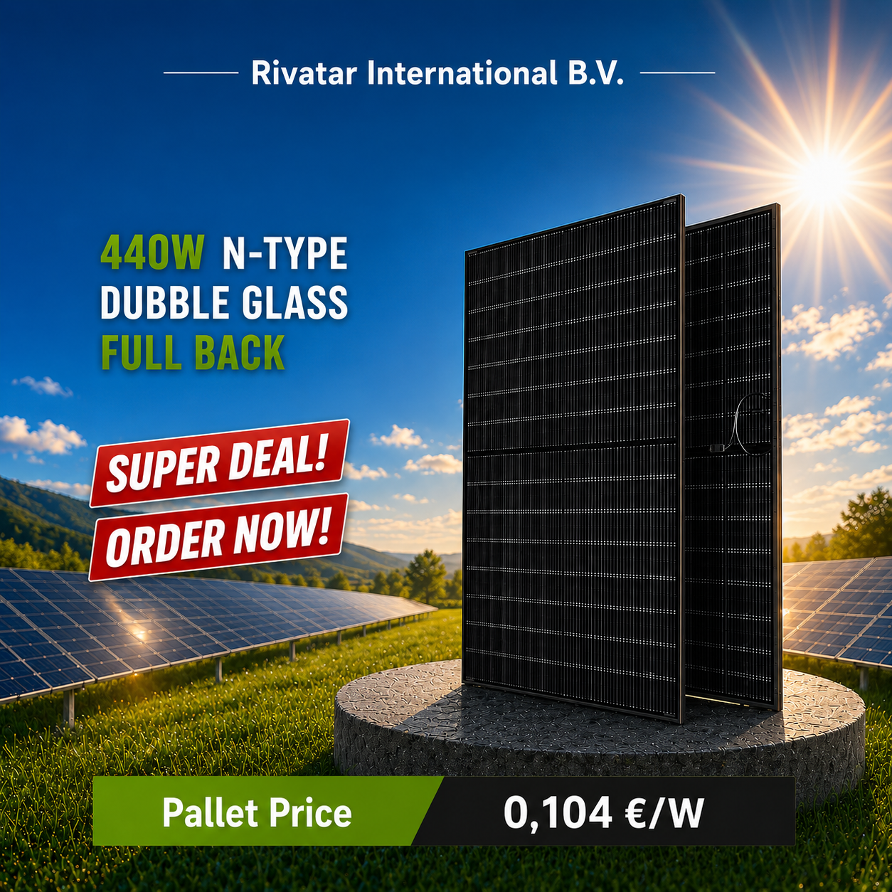 Honor Solar HY-M10-108G 440W N-Type Full-Black Dubbel Glas - 2